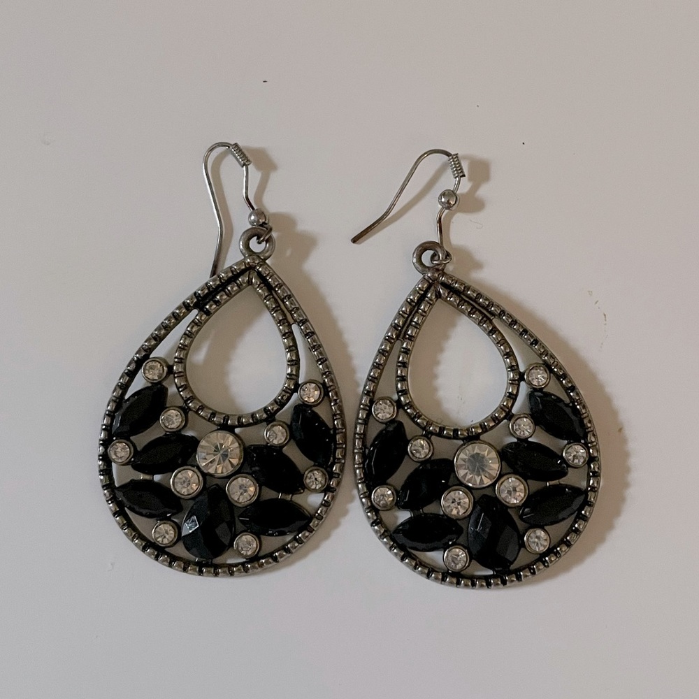 Black and bronze earrings with “diamonds”